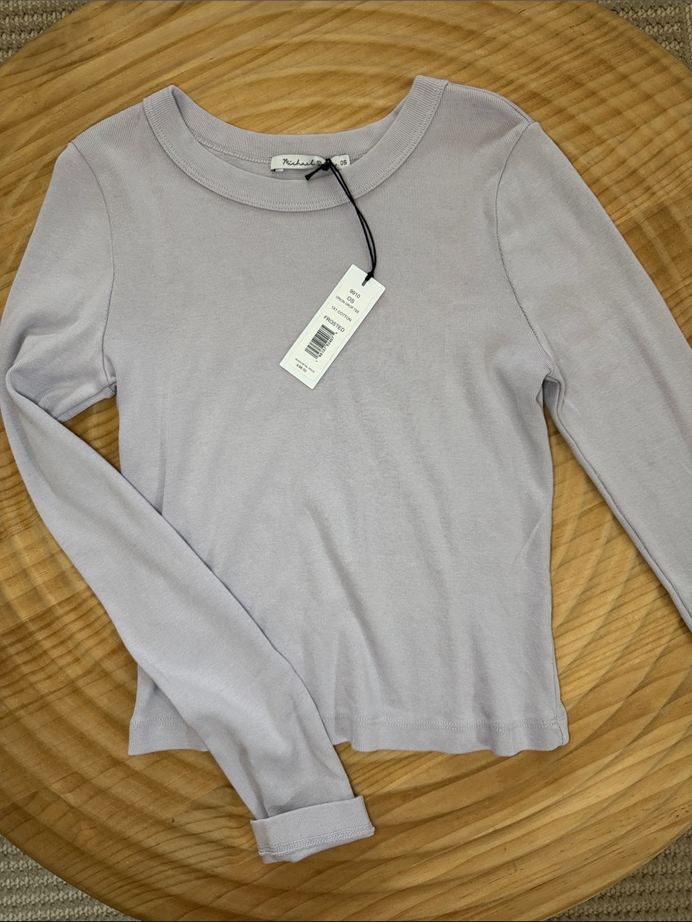 Michael Stars women’s Long Sleeve Ribbed Tee in Pale Lavender